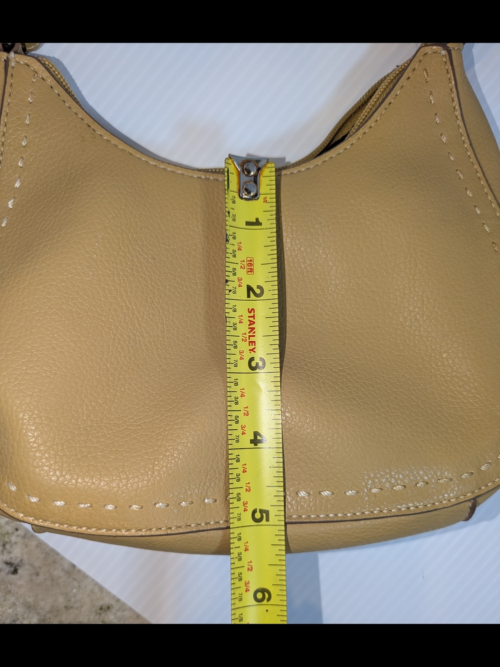 Tommy Hilfiger Mustard Yellow Pebbled Faux Leather Mini Shoulder Bag Y2K - Picture 10 of 12